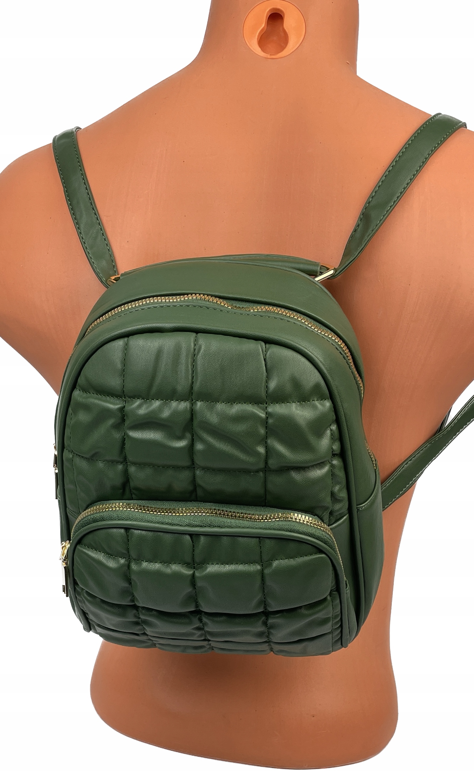 Plecak skórzany torebka 2w1 pikowany zielony MODNY