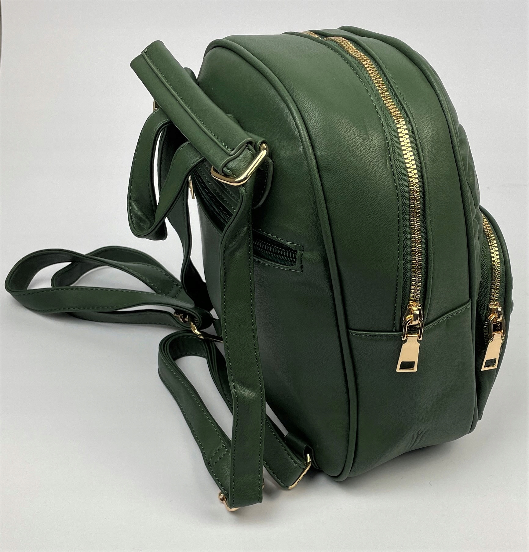 Plecak skórzany torebka 2w1 pikowany zielony MODNY - obrazek 6