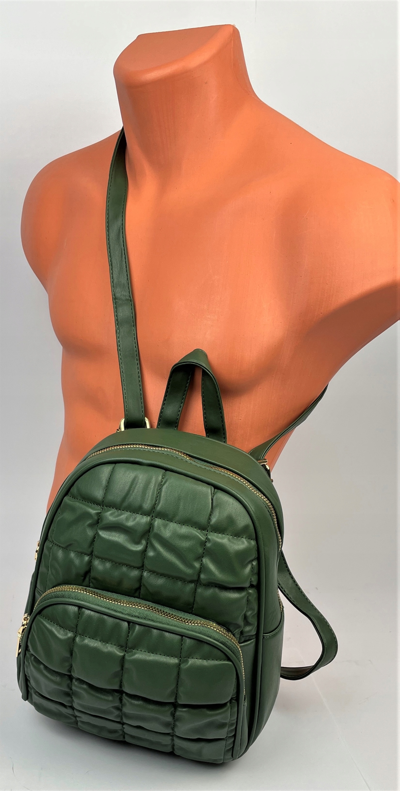 Plecak skórzany torebka 2w1 pikowany zielony MODNY - obrazek 9