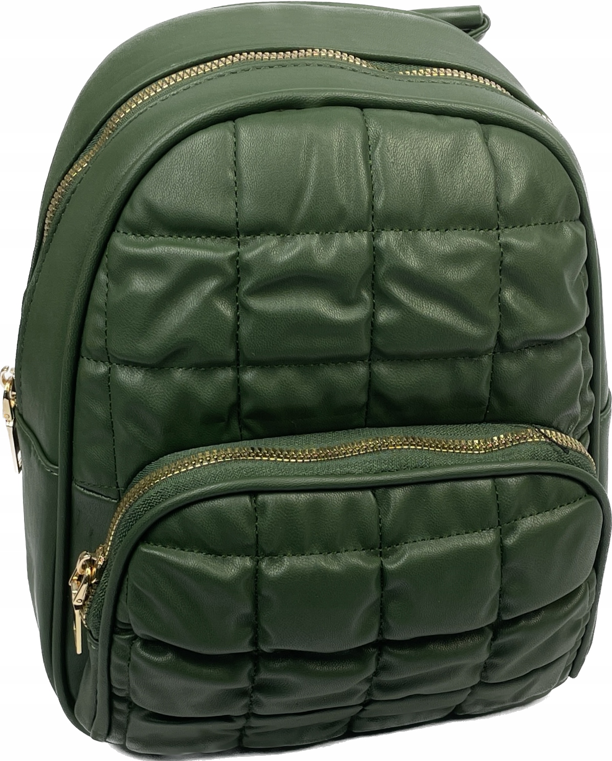 Plecak skórzany torebka 2w1 pikowany zielony MODNY - obrazek 2