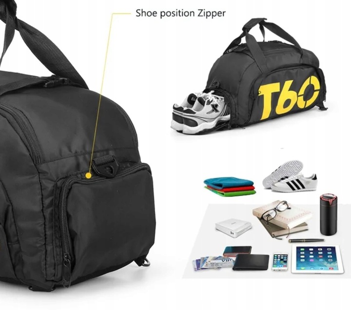 Torba sportowa na ramię plecak 2w1 T60 siłownia LOT - obrazek 3